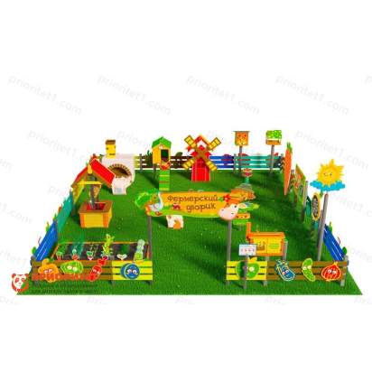 Игровая развивающая площадка Фермерский дворик из экопластика и нержавеющей стали Классик 3 (1)_1