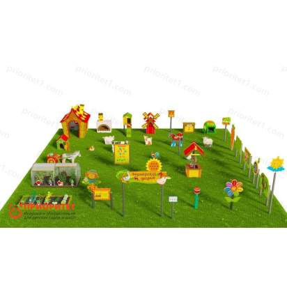 Игровая развивающая площадка Фермерский дворик из экопластика и нержавеющей стали Премиум 1 (3)_1