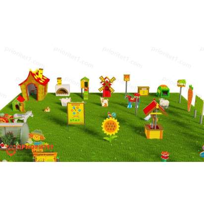 Игровая развивающая площадка Фермерский дворик из экопластика и нержавеющей стали Премиум 1 (4)_1