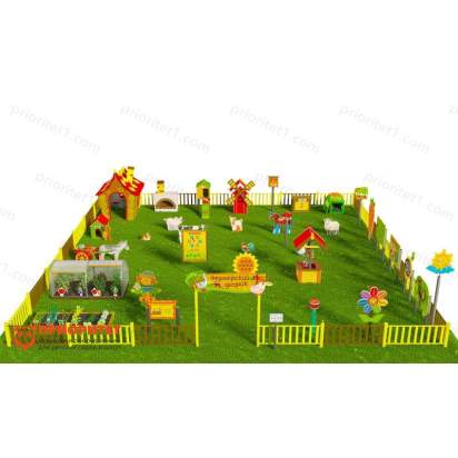 Игровая развивающая площадка Фермерский дворик из экопластика и нержавеющей стали Премиум 2 (3)_1