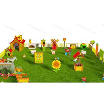 Игровая развивающая площадка Фермерский дворик из экопластика и нержавеющей стали Премиум 2 (4)_1