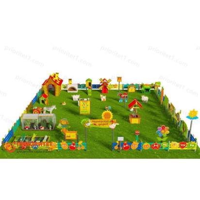 Игровая развивающая площадка Фермерский дворик из экопластика и нержавеющей стали Премиум 3 (3)_1