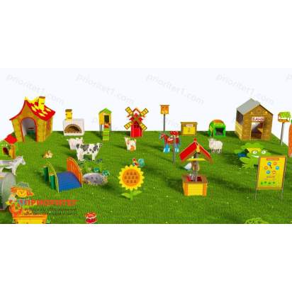 Игровая развивающая площадка Фермерский дворик из экопластика и нержавеющей стали Элит 1 (4)_1