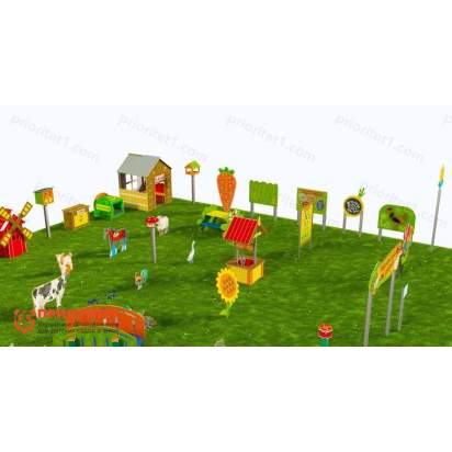 Игровая развивающая площадка Фермерский дворик из экопластика и нержавеющей стали Элит 1 (5)_1