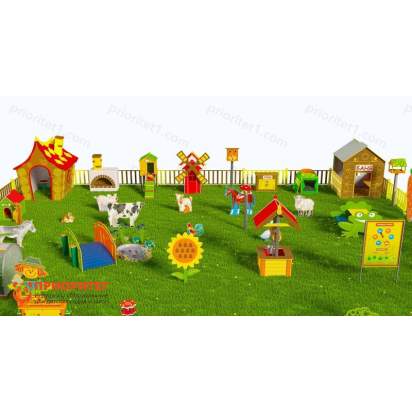 Игровая развивающая площадка Фермерский дворик из экопластика и нержавеющей стали Элит 2 (4)_1