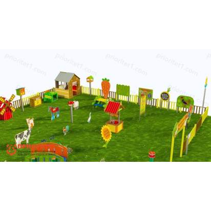 Игровая развивающая площадка Фермерский дворик из экопластика и нержавеющей стали Элит 2 (5)_1