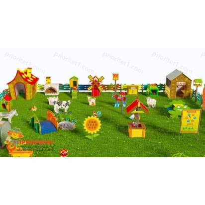 Игровая развивающая площадка Фермерский дворик из экопластика и нержавеющей стали Элит 3 (4)_1