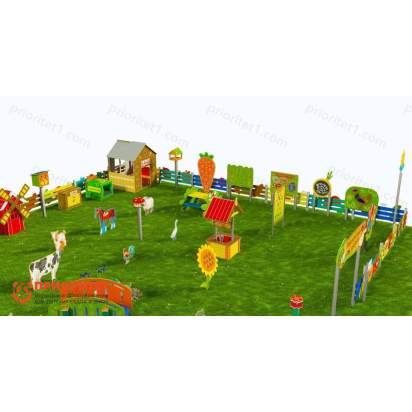 Игровая развивающая площадка Фермерский дворик из экопластика и нержавеющей стали Элит 3 (5)_1