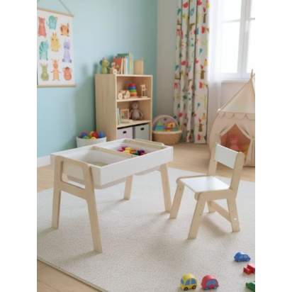 Комплект для творчества СТОЛИК + СТУЛЬЧИК+КОНТЕЙНЕРЫ, лак белый1_1