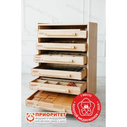 Мини набор психолога L 6 модулей стеллаж с ящиками