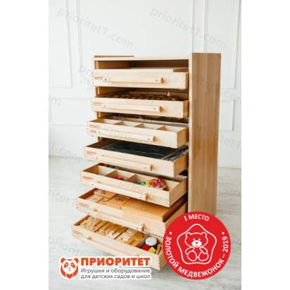 Мини набор психолога XL 7 модулей стеллаж с ящиками