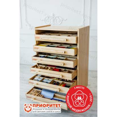 Набор психолога 6 модулей стеллаж с ящиками