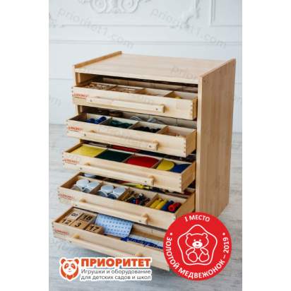 Набор психолога Приоритет 5 модулей стеллаж с ящиками