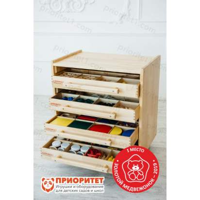 Набор психолога Приоритет 4 модуля стеллаж с ящиками