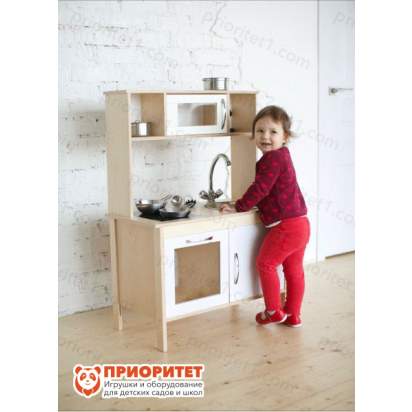 Деревянная детская кухня как у мамы вид сбоку