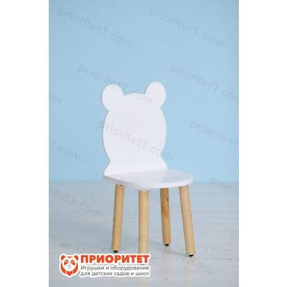 Стул Мишка белый для детей вид сбоку