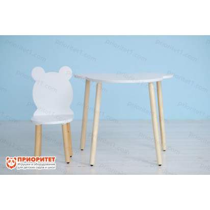 Стул Мишка белый для детей вид спереди