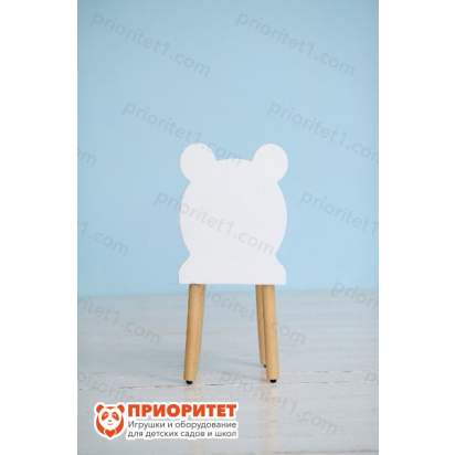 Стул Мишка белый для детей вид сзади