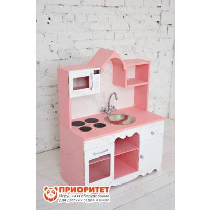 Кухня детская Как у мамы Премиум розовая вид сбоку