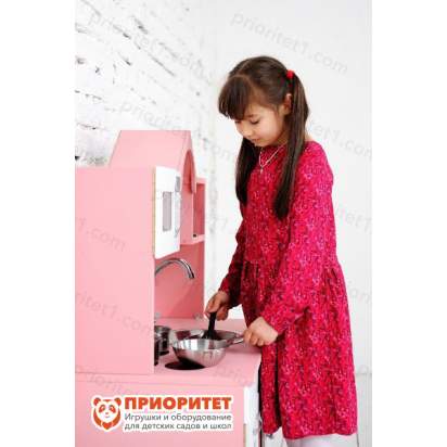 Кухня детская Как у мамы Премиум розовая кран и мойка