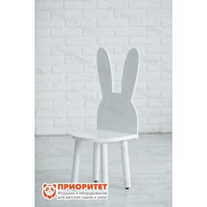 Стул Зайчик белый для детей вид спереди