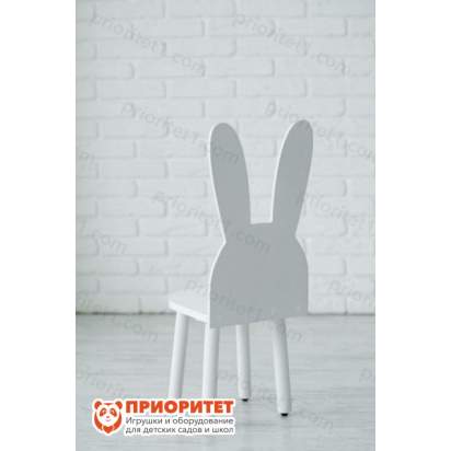 Стул Зайчик белый для детей вид сзади