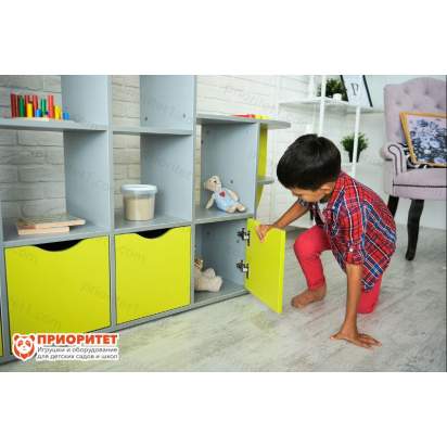 Стеллаж для игрушек Кораблик с зелеными дверцами