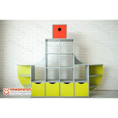 Стеллаж для игрушек Кораблик вид спереди