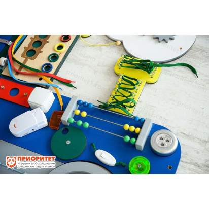 Бизиборд Озорной паровозик счеты и шнуровки