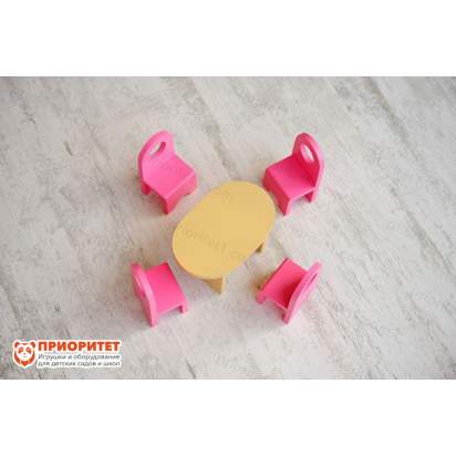 Мебель для кукольного домика 4 стула и стол