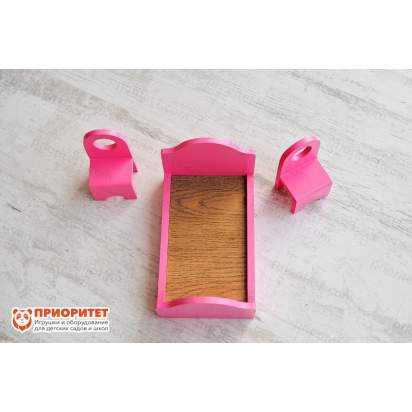 Мебель для кукольного домика кроватка и стулья