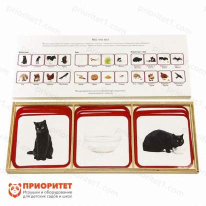 Комплект карточек Монтессори «Кто что ест»