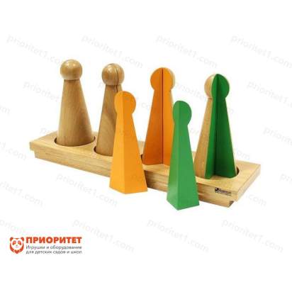 Игровой набор Монтессори «Деревянные дроби-кегли на подставке»