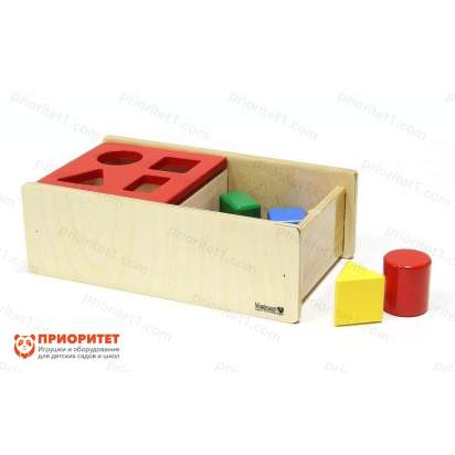 Коробочка Монтессори с геометрическими телами и перекидной крышкой