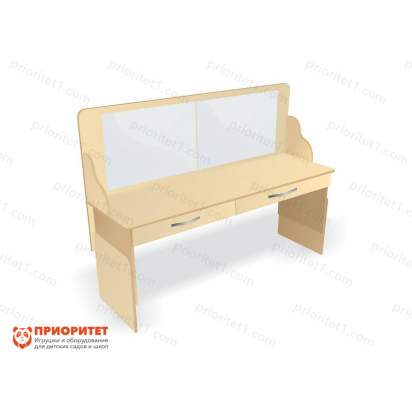 Стол логопеда с зеркалом и выдвижными ящиками «Лого-Плюс» натуральный