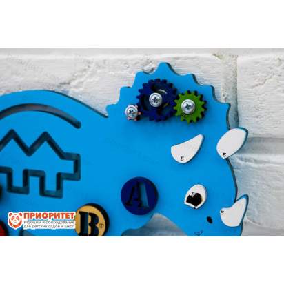 Бизиборд «Лазурный динозаврик» с шестеренками