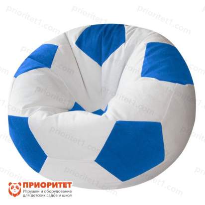 Кресло-мешок «Мяч» (велюр, бело-синий)
